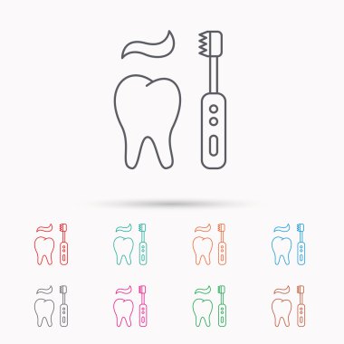 Fırçalama diş simgesi. Elektrikli diş fırçası işareti.
