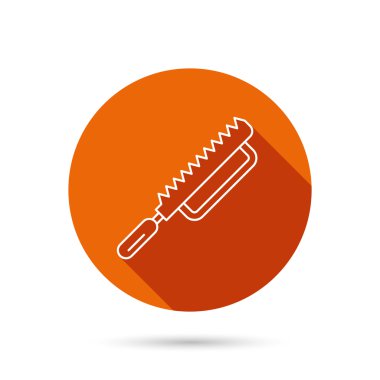 Fretsaw simgesi. İş aracı işareti marangoz.