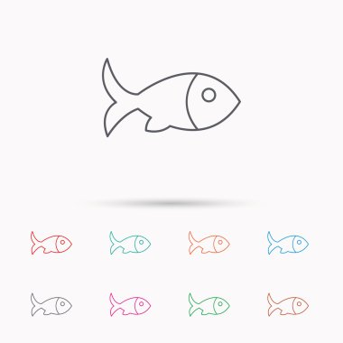 Balık simgesi. Deniz ürünleri işareti. Vejetaryen yiyecekler sembolü.