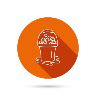 Sabunlu temizlik simgesi. Köpük ve kabarcık ile kova