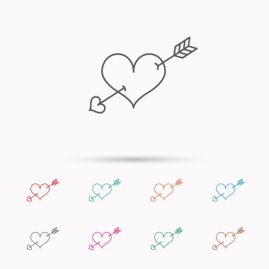 Aşk kalp simgesi. Amour ok işareti.