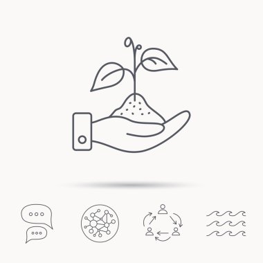 Doğa simge kaydetmek. El bitki Filiz işareti ile.