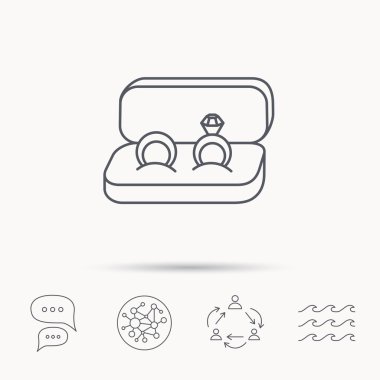 Alyans simgesi. Takı ile elmas işaret.