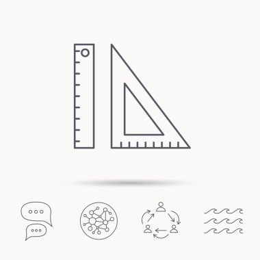 Üçgen cetvel simgesi. Yeşilaycı işareti.