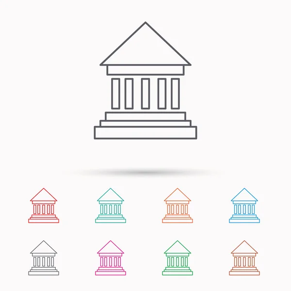 Icono del banco. Señal del tribunal . — Vector de stock