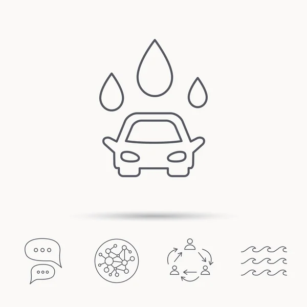 Icône de lavage de voiture. Station de nettoyage avec gouttes d'eau — Image vectorielle