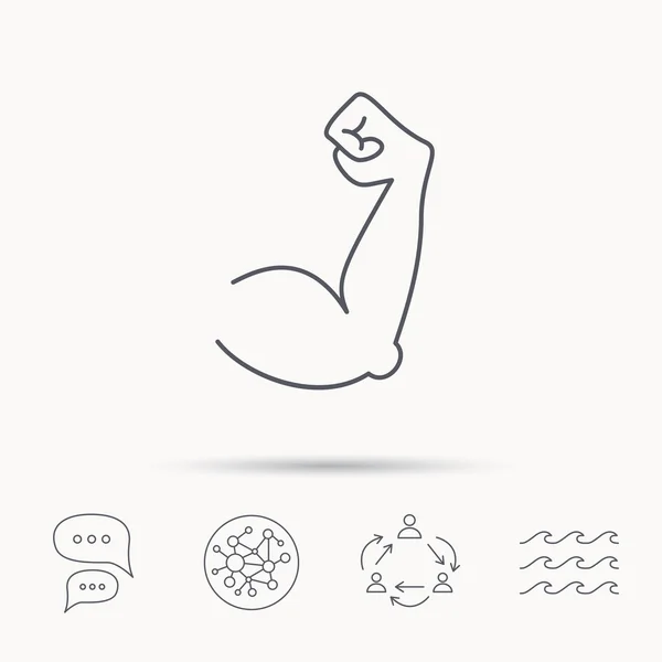 Biceps spier pictogram. Bodybuilder sterke arm teken. — Stockvector