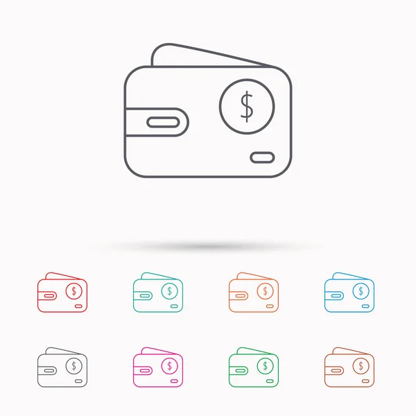 Icono de billetera dólar. USD bolsa de dinero en efectivo signo . — Vector de stock