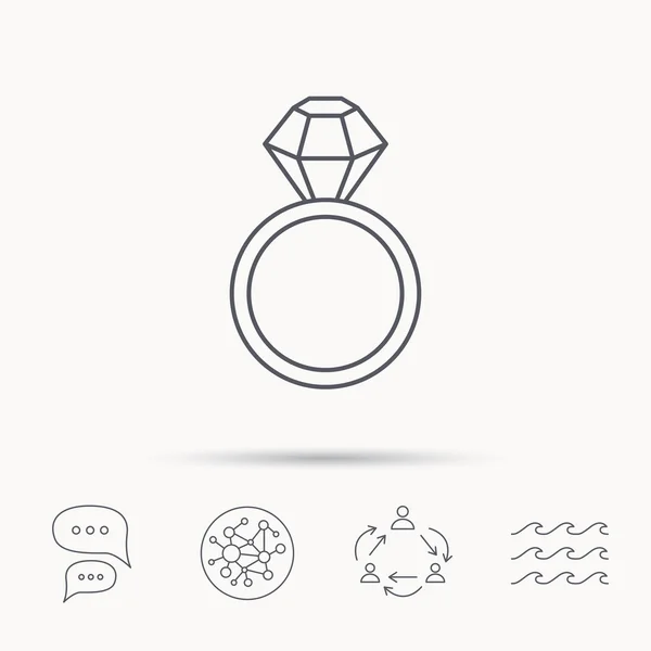 Ring with diamond icon. Jewellery sign. — Stock Vector