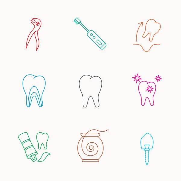 Extraction de dents, icônes de brosse à dents électrique . — Image vectorielle