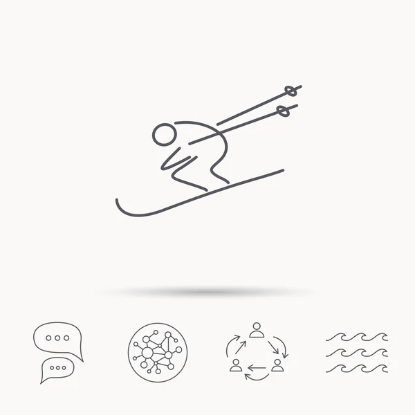 Síelés ikonra. Ski jumping extrém sport jele. — Stock Vector