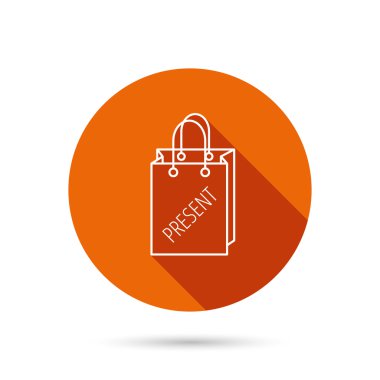 Mevcut alışveriş çantası simgesi. Hediyelik çanta işareti.