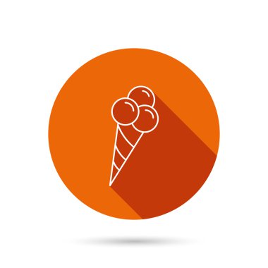 Üç top simgesi olan dondurma. Şekerli tatlı.