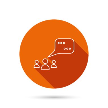 Toplantı simgesi. Sohbet konuşma kabarcıklar işareti.