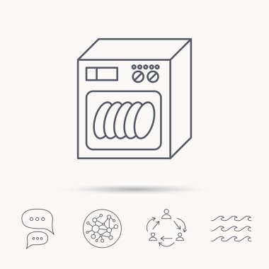 Bulaşık makinesi simgesi. Mutfak aletleri işareti.