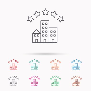 Hotel Icon. Beş yıldız işareti hizmet.