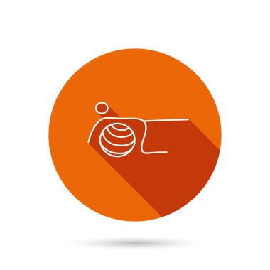 Pilates fitness işareti. Jimnastik topu simgesini.