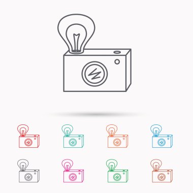 Retro fotoğraf kamera simgesi. Fotoğrafçı ekipman.