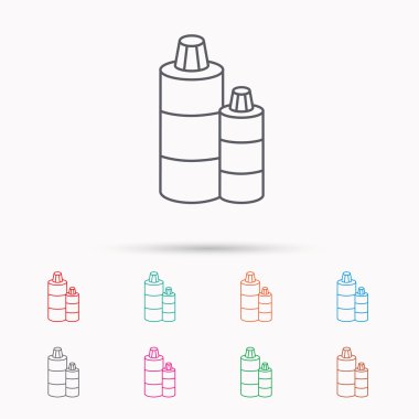 Şampuan şişeleri simgesi. Sıvı sabun işareti.