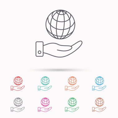 Gezegen simge kaydetmek. El küre işareti ile.