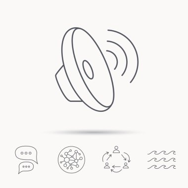 Ses dalgaları simgesi. Ses hoparlör işareti.