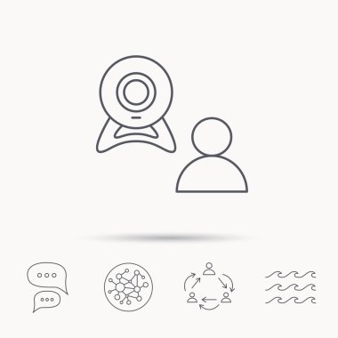 Görüntülü sohbet simgesi. Webcam sohbet işareti.