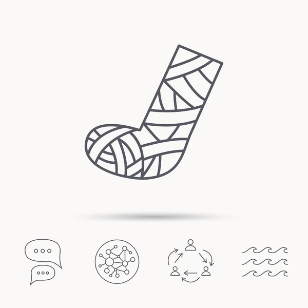 Gips of gegoten voet pictogram. Gebroken been teken. — Stockvector