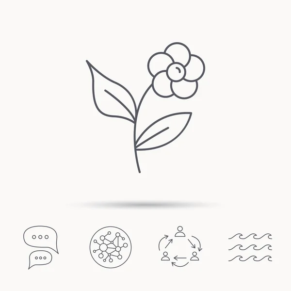 Квітка з пелюстками значок. Знак рослини і листя . — стоковий вектор