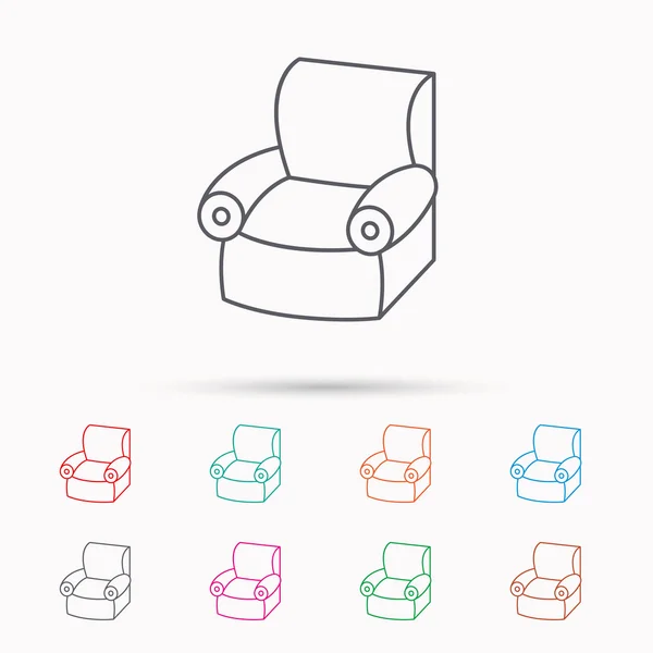 Icono del sillón. Muebles cómodos signo . — Vector de stock