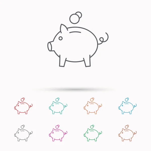 Piggy bank pictogram. Geld economie teken. — Stockvector