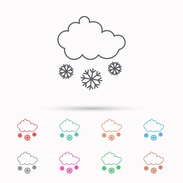 Sneeuw pictogram. Sneeuwvlokken met wolk teken. — Stockvector