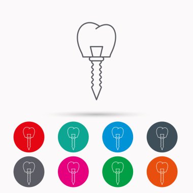 Dental implant simgesi. Ağız protez işareti.