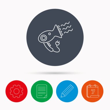 Saç kurutma makinesi simgesi. Elektronik blowdryer işareti.