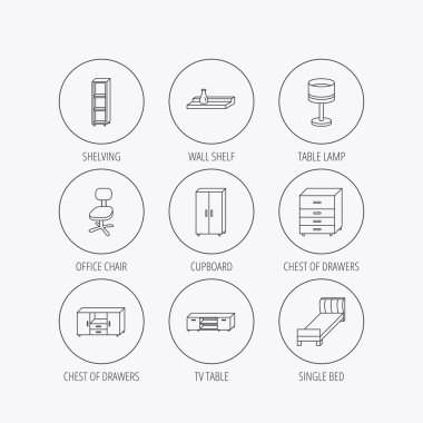 Tek Kişilik Yatak, Tv tablo ve raf simgeler.