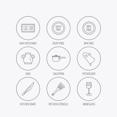 Tencere, potholder ve bardağı simgeleri.