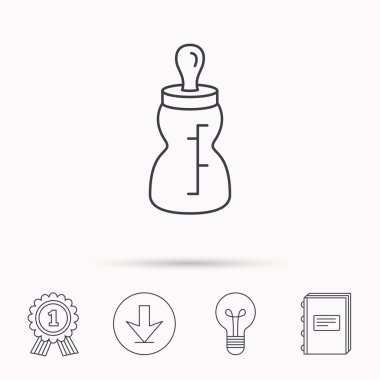 Besleme şişe simgesi. Emzik ile içerken.