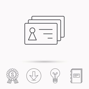 İlgili kişi kartları simgesi. Kimlik rozetleri işareti.