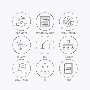 Global ağ gibi ve konuşma simgeler.