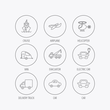 Ulaşım simgeler. Araba, gemi ve kamyon işaretleri.