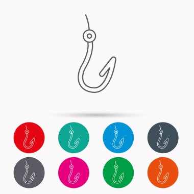 Balıkçılık kanca simgesi. Balıkçı ekipman işareti.