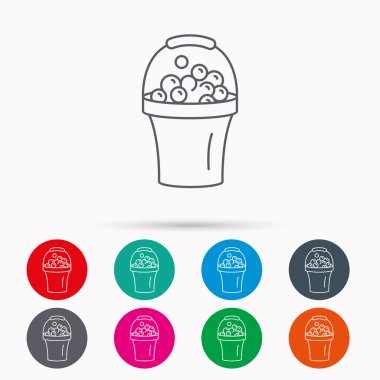 Köpük simgesiyle kova. Sabunlu temizlik işareti.