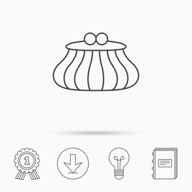 Vintage cüzdan simgesi. Nakit para çantası işareti.