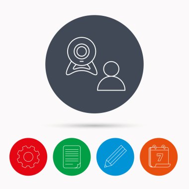 Görüntülü sohbet simgesi. Webcam sohbet işareti.