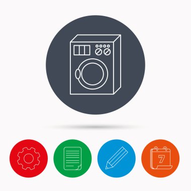 Çamaşır makinesi simgesi. Çamaşır makinesi işareti.