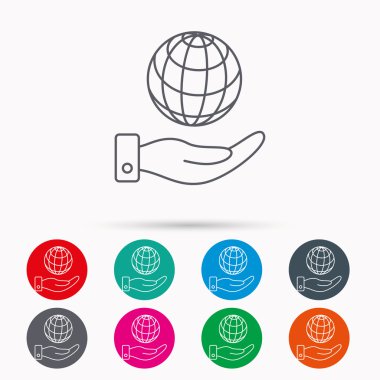 Gezegen simge kaydetmek. El küre işareti ile.