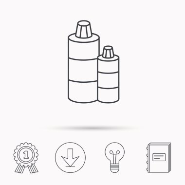 Şampuan şişeleri simgesi. Sıvı sabun işareti.