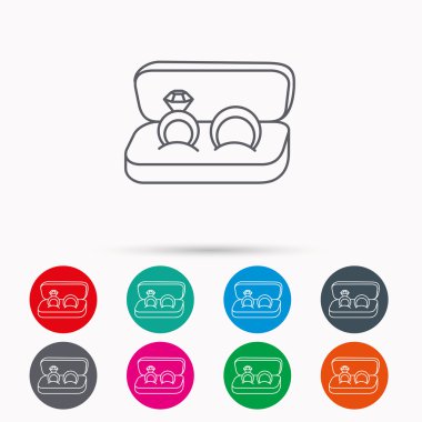 Alyans simgesi. Takı ile elmas işaret.