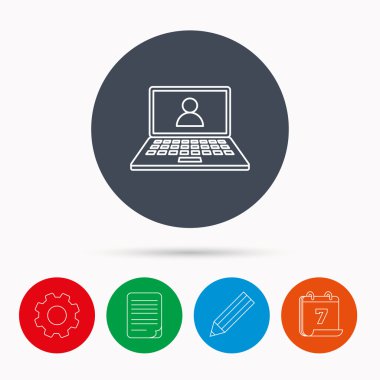 Webinar simgesi. Sohbet video işareti.