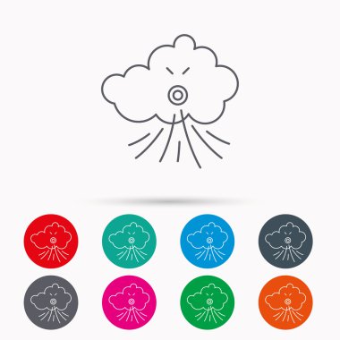 Rüzgar simgesi. Fırtına işaretiyle bulut.