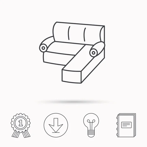 Canapé d'angle icône. Signe confortable canapé . — Image vectorielle